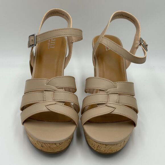 NWT A.N.A. Billie Nude Platform Block Heeled Sandals Buckle Strap Womens Size 11 - Picture 3 of 12